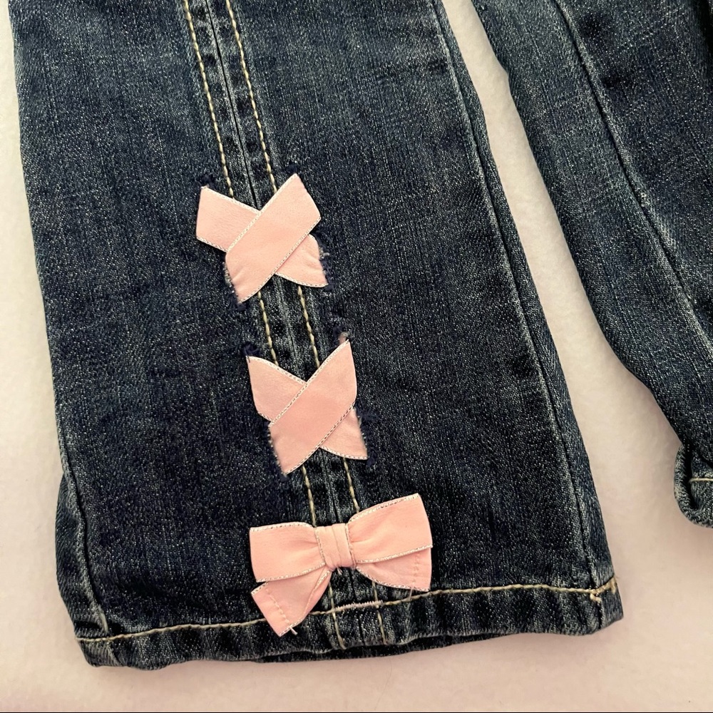 Gymboree Slim Fit Glamour Ballerina Pink Ribbon Jeans - Picture 2 of 4